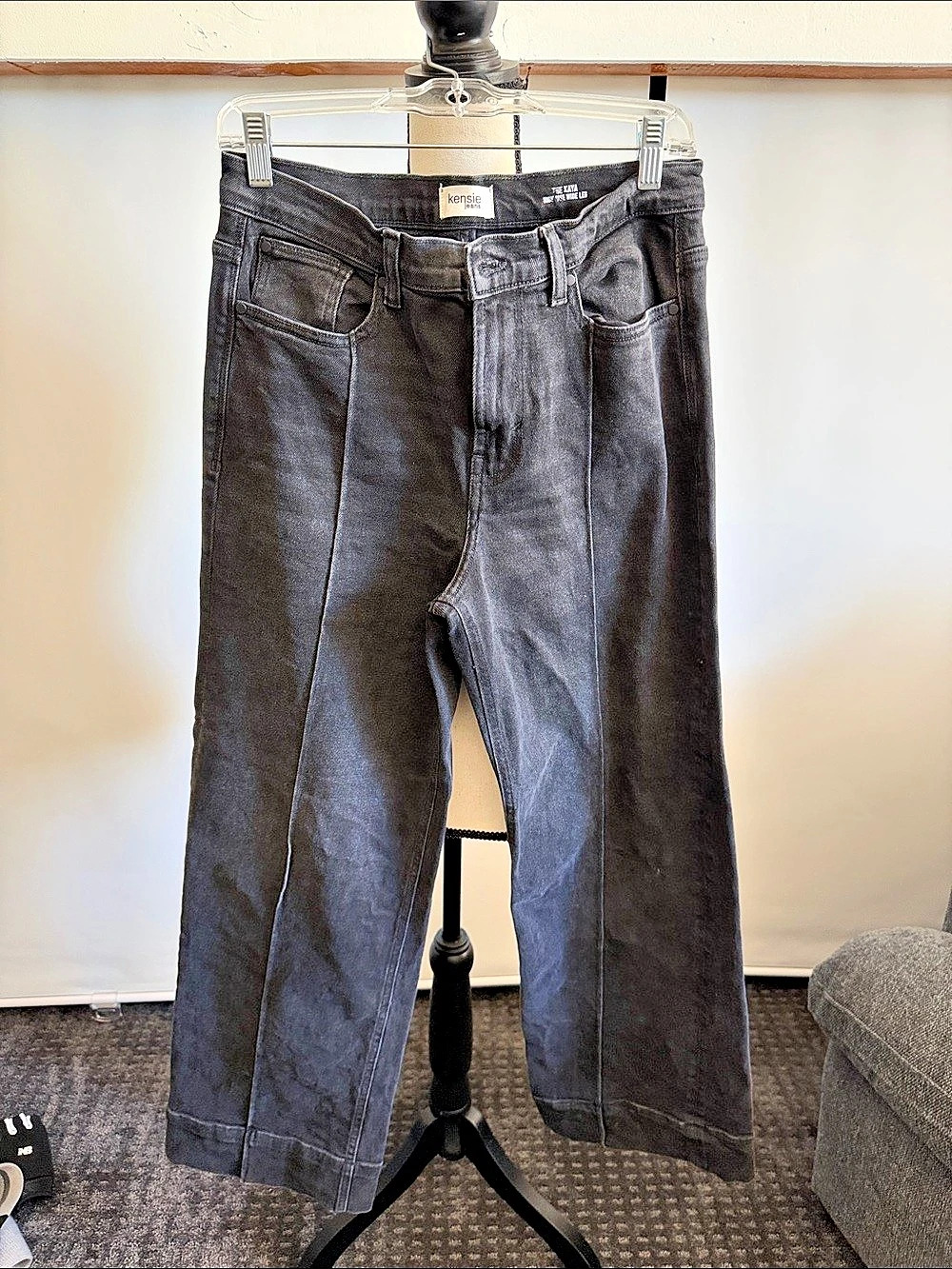 Kensie The Kaya High Rise Wide Leg Jeans in Black